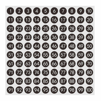 HYBSK 2000pcs 1 to 100 Number Labels 0.4 inch Round Dot Stickers for Inventory Storage Organizing,Boxes, Bins, Toolbox, Locker - 20 Sheets