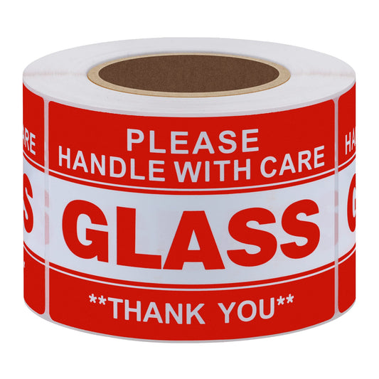 Hybsk 2"*3" Handle with Care Thank You Glass Stickers Adhesive Label 300 Per Roll