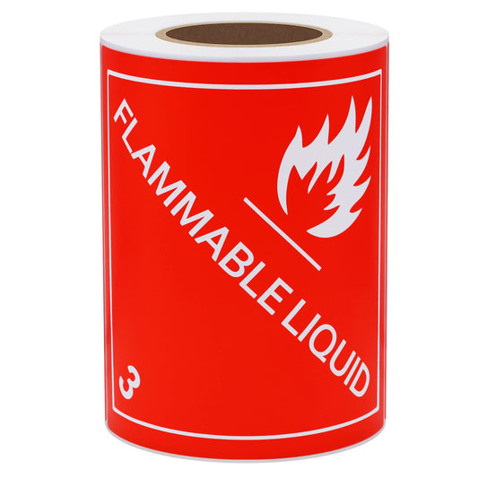 Hybsk Laminated UN1993 Flammable Liquids Paint Flammable Liquid Hazard Class 3 Pre-Printed Labels 4 x 4 Inch 100 Total Stickers on a Roll