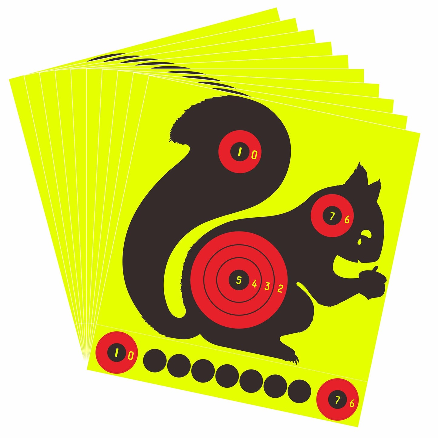 Hybsk 8 Inch Squirrel Shooting Targets for Animal Shoot Training BB Air Rifle Pellet Rifle Pistol Bright Fluorescent Yellow Self Adhesive Targets