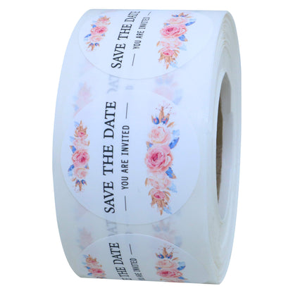 Hybsk Save The Date Labels Wedding Stickers Bridal Shower Stickers Save The Date Wedding Stickers Invitation Label Wedding Favor Stickers 1.5 inch / 500 Labels on a Roll
