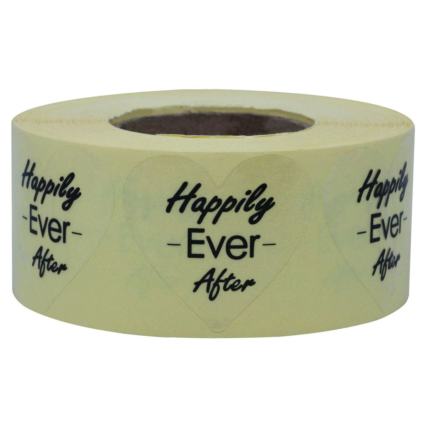 Hybsk Heart Happily Ever After Stickers Kraft 1.5 InchTotal 500 Labels Per Roll