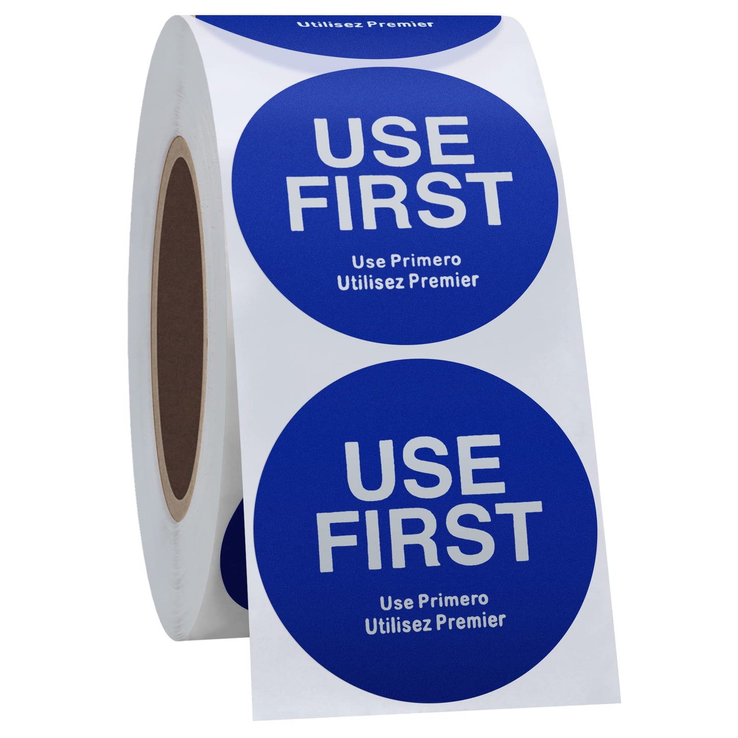 Hybsk Orange "USE First" Trilingual Removable Label 1.5 Inch Total 500 Labels Per Roll