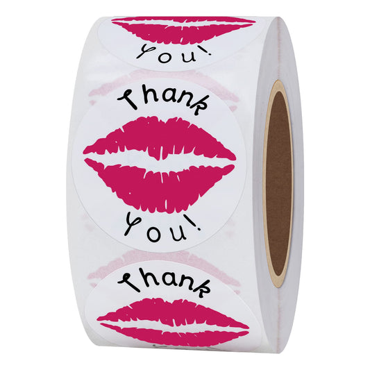 Hybsk Thank You Pink Kissing Lips Envelope Seals Stickers Total 300 Per Roll