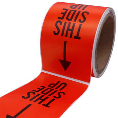 Hybsk 3x5 Inch This Side Up Stickers for Shipping and Packing Total 100 Per Roll