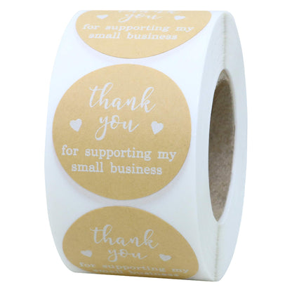 Hybsk Kraft Thank You for Supporting My Small Business Stickers 1.5 Inch Round 500 Labels Per Roll