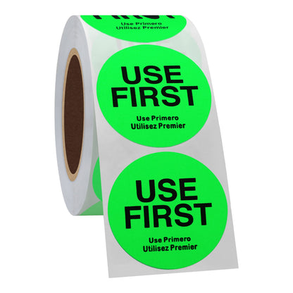 Hybsk 1.5 Inch Fluorescence"USE First" Stickers Restaurant Kitchen Food Service FIFO Label Total 500 Labels Per Roll