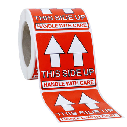 Hybsk 2x2 Inch This Side Up Warning Stickers for Shipping and Packing Total 300 Per Roll