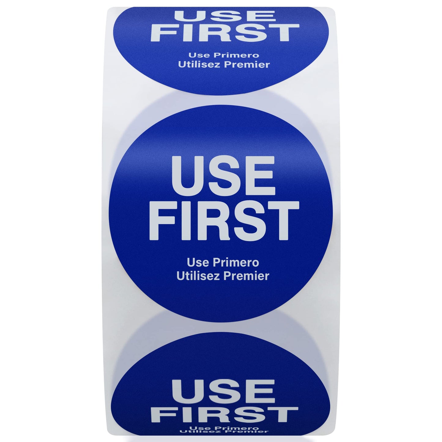 Hybsk Orange "USE First" Trilingual Removable Label 1.5 Inch Total 500 Labels Per Roll