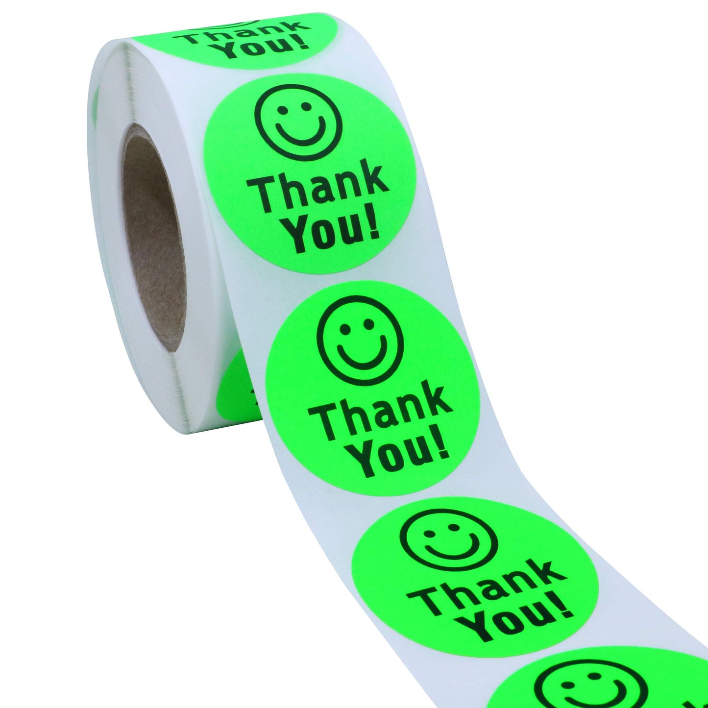 Hybsk Fluorescent Green Smiley Face Thank You Stickers Happy Face Stickers Adhesive Labels