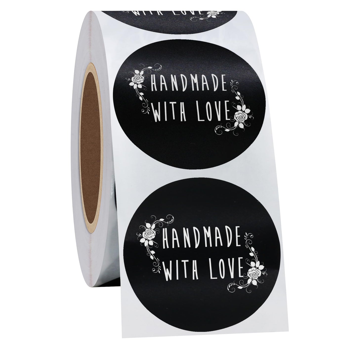 Hybsk 1.5" Inch Rose Floral Round Handmade with Love Stickers with Flowers Total 500 Labels Per Roll