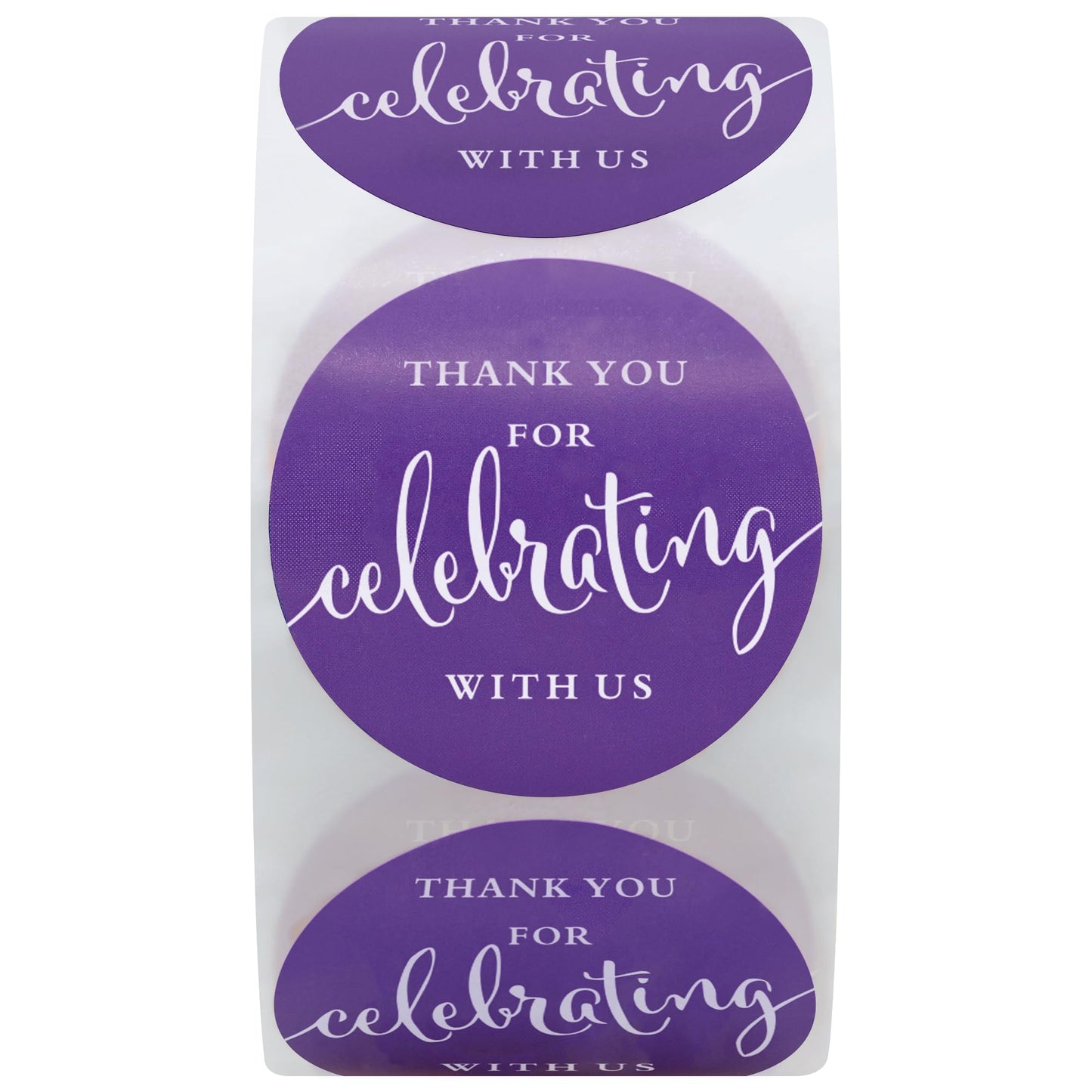 Hybsk Purple Thank You for Celebrating with Us Stickers 1.5" Round Total 500 Labels Per Roll