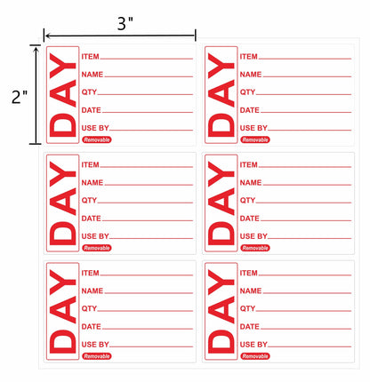 Hybsk 3 x 2 Inch Removable Freezer Date Labels Food Storage Stickers Shelf Life Labels Easy Clean Leaves No Residue Stickers