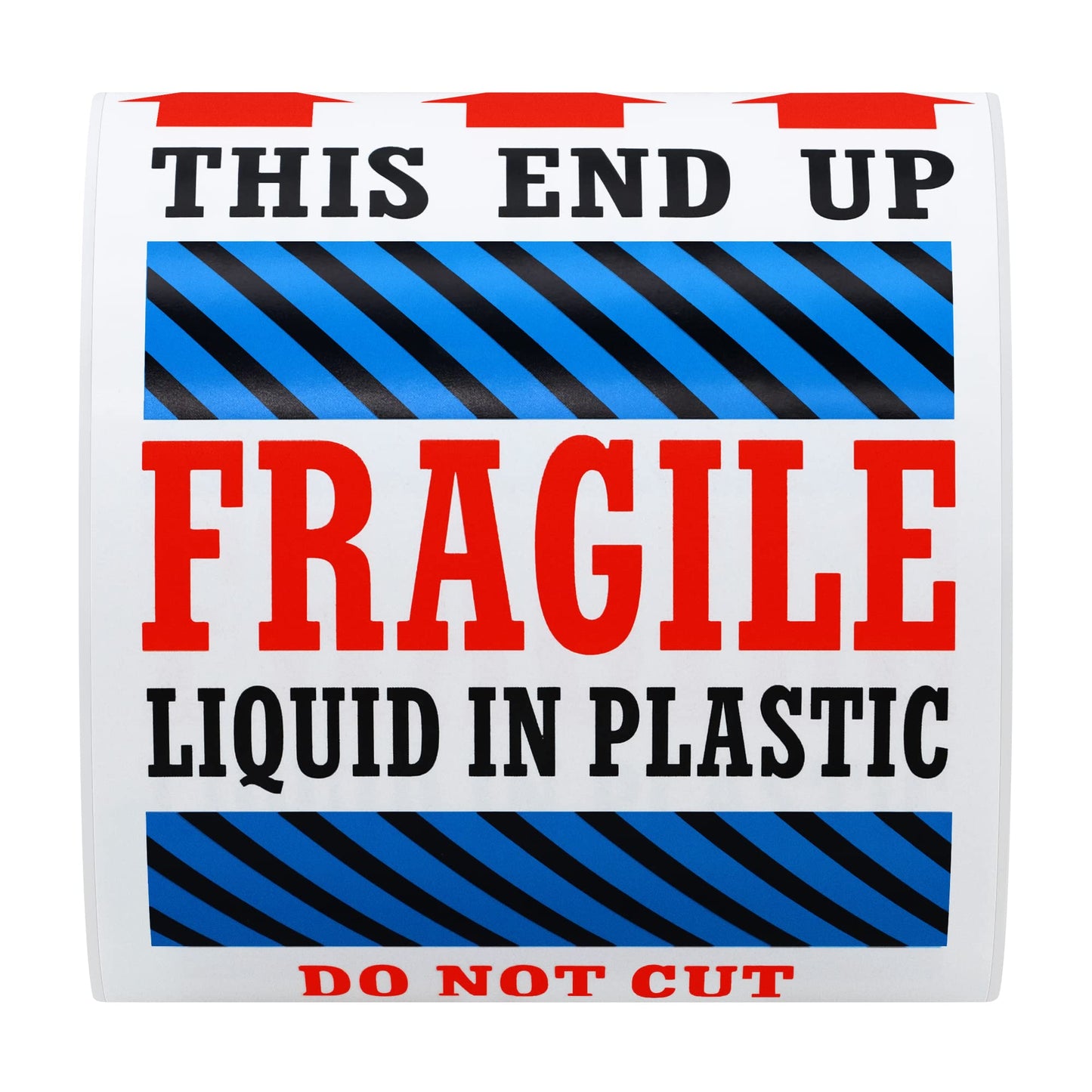 Hybsk 3 x 5 Fragile Liquid in Plastic This End Up Safe Handling Stickers for Shipping and Packing - 100 Adhesive Labels Per Roll