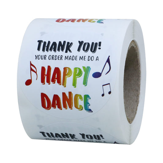 HYBSK Thank You Business Stickers - Thank You Your Order Made Me Do A Happy Dance Business Stickers, Shipping Stickers - 2 Inch Round 500 Total Labels