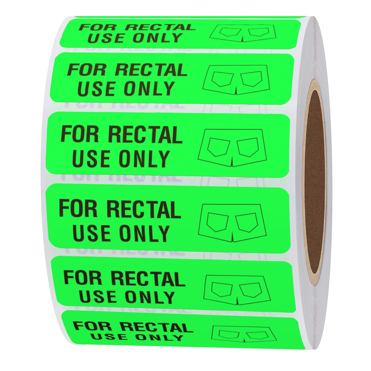Hybsk for Rectal Use Only Stickers 1.5" x 3.75" Fluorescent Red Stickers with Permanent Adhesive 500 Labels Per Roll