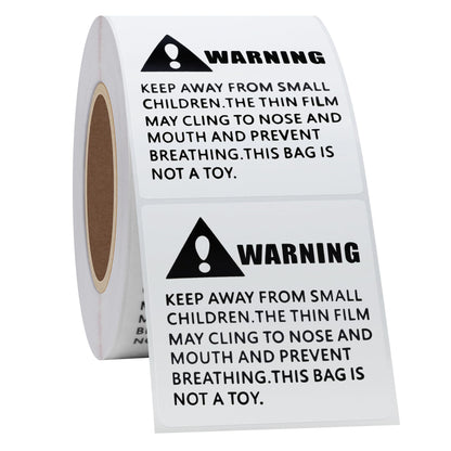 Hybsk 2x2 inch Warning Labels for Poly Bags and Packaging |Stickers Adhesive Label 500 Per Roll