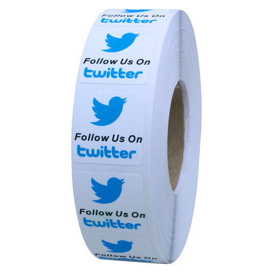 Hybsk Follow Us On Twitter Labels 1 Inch Total 1,000 Labels on a Roll