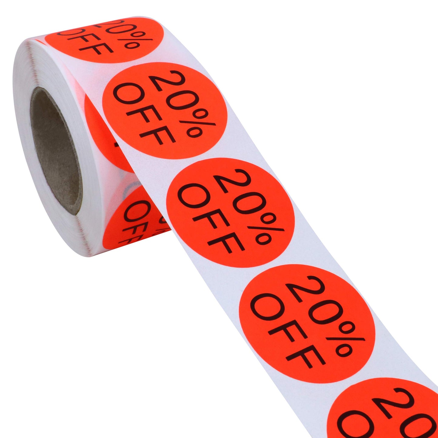 Hybsk 20% Percent Off Stickers for Retail Fluorescent Red 1.5 Inch 500 Adhesive Labels