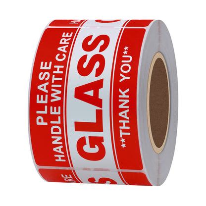 Hybsk 2"*3" Handle with Care Thank You Glass Stickers Adhesive Label 300 Per Roll