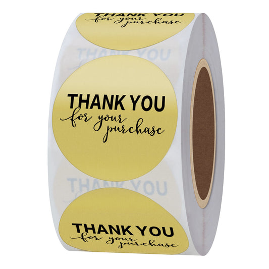 Hybsk Silver Foil Thank You for Your Purchase Stickers 1.5" Round 500 Labels per Roll