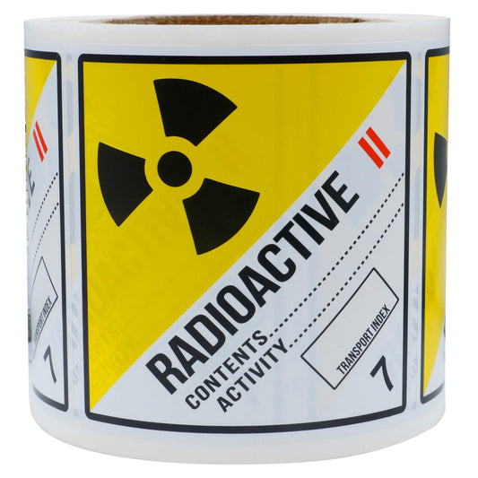 Hybsk Hazard Class 7 D.O.T. Radioactive II Labels 4x4 Inch Square 100 Adhesive Labels