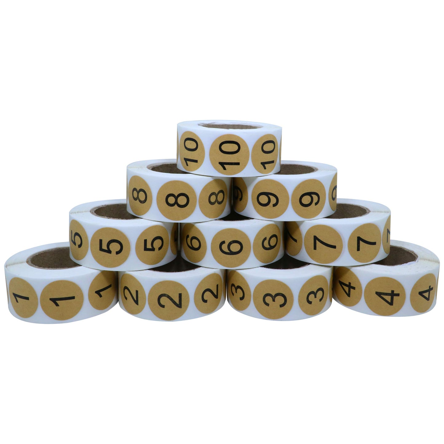 Hybsk Number Stickers 1-10 1" Inch Round Office Warehouse Organization Inventory Storage Labels - 500 per roll 5000 Total Stickers