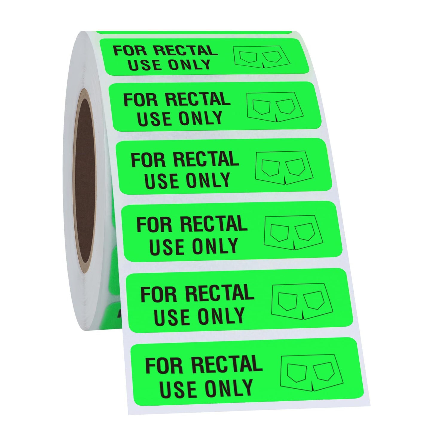 Hybsk for Rectal Use Only Stickers 1.5" x 3.75" Fluorescent Red Stickers with Permanent Adhesive 500 Labels Per Roll