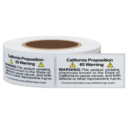 Hybsk California Proposition 65 Warning Labels, 2x1 Inch 500 Labels, Self Adhesive Chemicals Notice Stickers, P65 Health Alert Sign