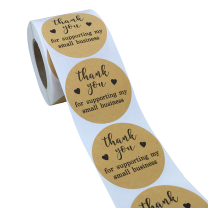 Hybsk 2 Inch Round Kraft Thank You for Supporting My Small Business Stickers / 300 Labels Per Roll
