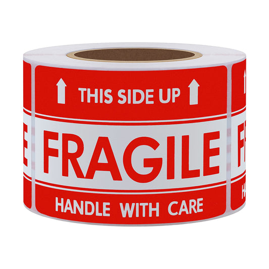 Hybsk 2"*3" Handle with Care This Side Up Fragile Stickers Adhesive Label 300 Per Roll