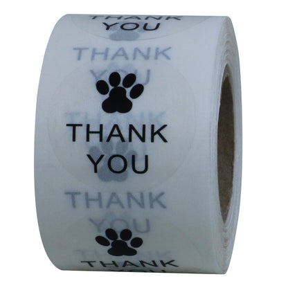 Hybsk Kraft Paw Print Thank You Stickers Dog Paw Print 1.5" Round Thank You Labels