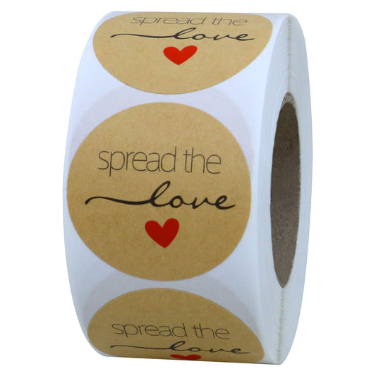 Hybsk Kraft Spread The Love Stickers1.5 Inch Round/Jam or Jelly Stickers/Wedding Favor Stickers /500 Labels per roll
