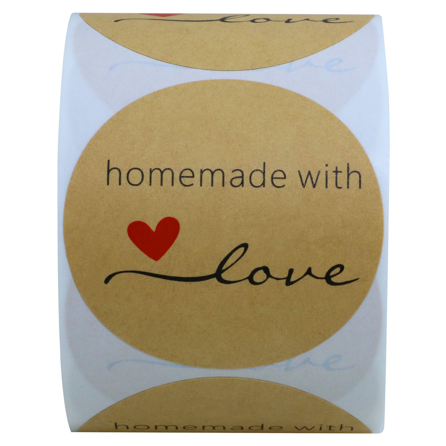 Hybsk Kraft Homemade with Love Stickers 2 Inch Round Total 300 Labels Per Roll