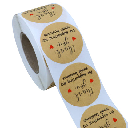 Hybsk Kraft Thank You for Supporting My Small Business Stickers 1.5 Inch Round 500 Labels Per Roll