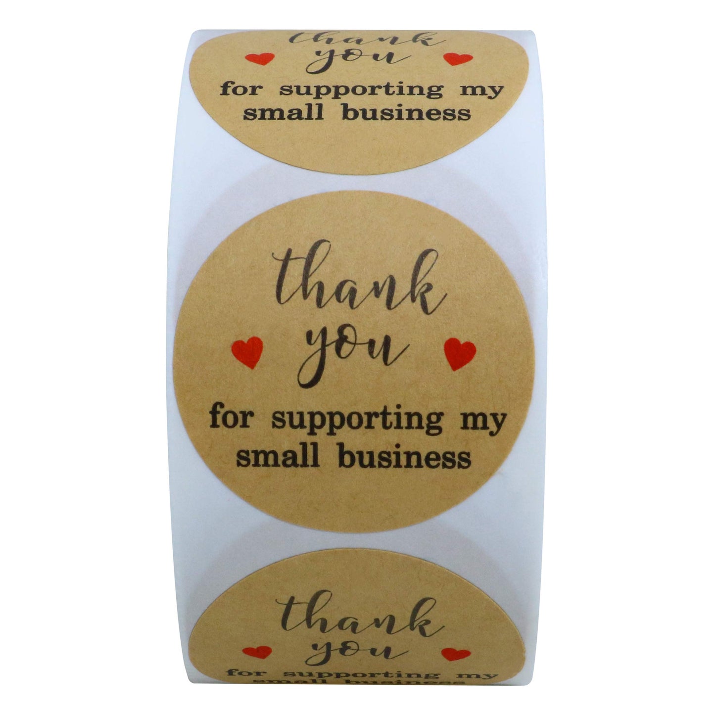 Hybsk Kraft Thank You for Supporting My Small Business Stickers 1.5 Inch Round 500 Labels Per Roll