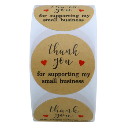 Hybsk Kraft Thank You for Supporting My Small Business Stickers 1.5 Inch Round 500 Labels Per Roll