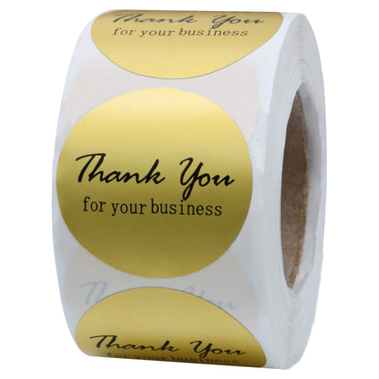 Hybsk Thank You for Your Business Stickers Gold Foil 1.5" Round Total 500 Labels Per Roll