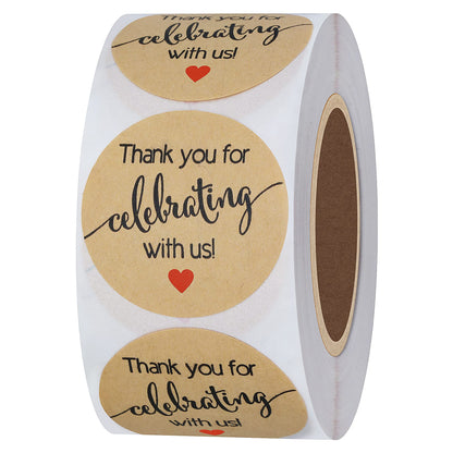 Hybsk Purple Thank You for Celebrating with Us Stickers 1.5" Round Total 500 Labels Per Roll
