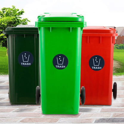 Hybsk Recycle Trash Bin Logo Sticker - 4 inch Round - Organize & Coordinate Garbage Waste from Recycling