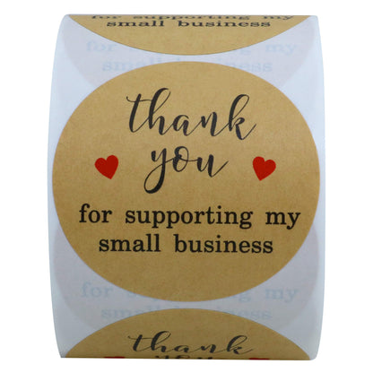 Hybsk 2 Inch Round Kraft Thank You for Supporting My Small Business Stickers / 300 Labels Per Roll