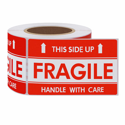 Hybsk 2"*3" Handle with Care This Side Up Fragile Stickers Adhesive Label 300 Per Roll