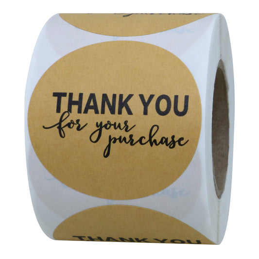 Hybsk Kraft Thank You for Your Purchase Stickers 2 inch Round 300 Labels per Roll