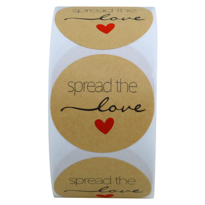 Hybsk Kraft Spread The Love Stickers1.5 Inch Round/Jam or Jelly Stickers/Wedding Favor Stickers /500 Labels per roll