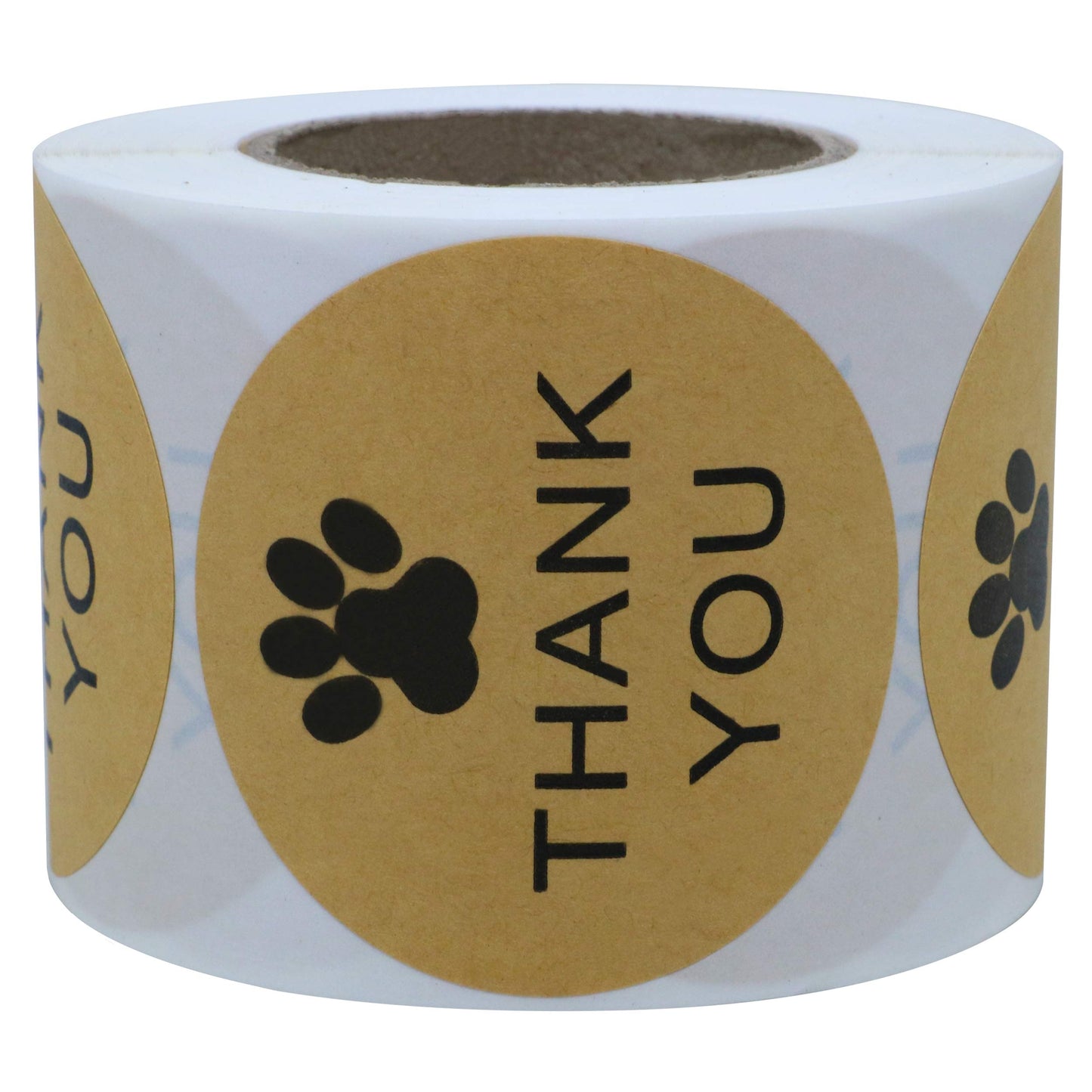 Hybsk Kraft Paw Print Thank You Stickers Dog Paw Print 2 inch Round