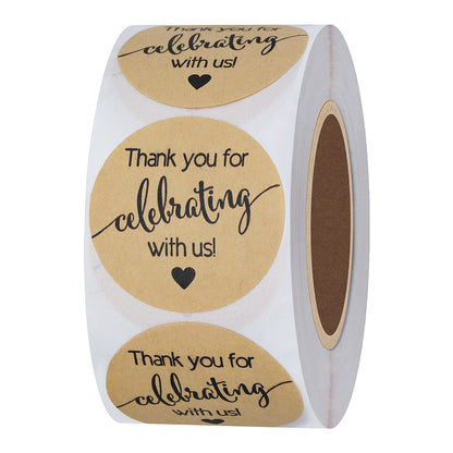 Hybsk Purple Thank You for Celebrating with Us Stickers 1.5" Round Total 500 Labels Per Roll