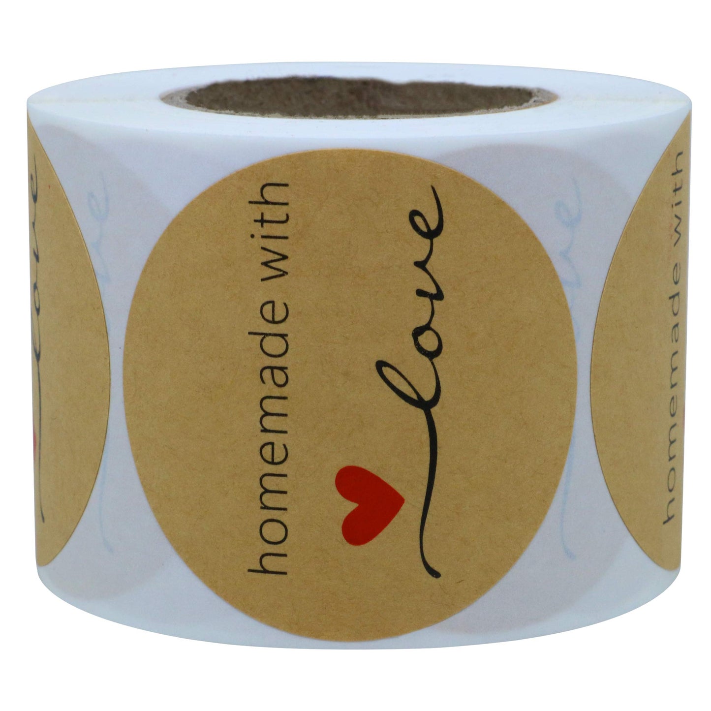 Hybsk Kraft Homemade with Love Stickers 2 Inch Round Total 300 Labels Per Roll