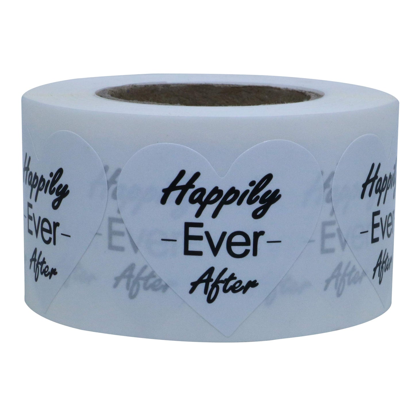 Hybsk Heart Happily Ever After Stickers Kraft 1.5 InchTotal 500 Labels Per Roll