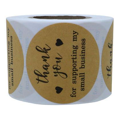 Hybsk 2 Inch Round Kraft Thank You for Supporting My Small Business Stickers / 300 Labels Per Roll