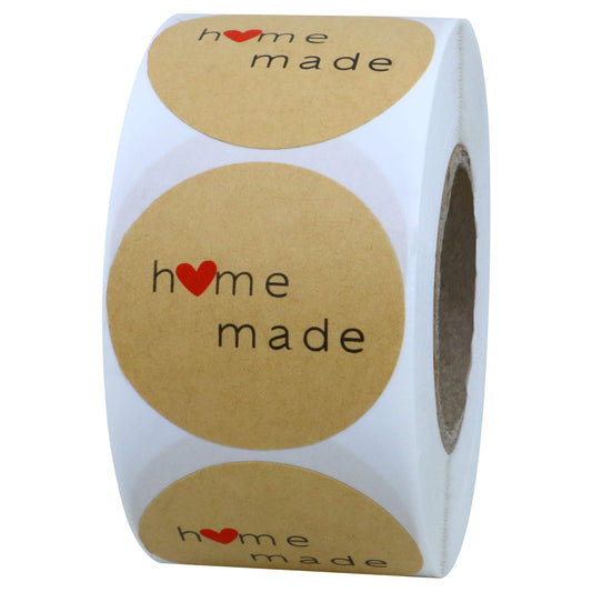 Hybsk Kraft Home Made Stickers Homemade Labels 1.5 inch Total 500 Per Roll
